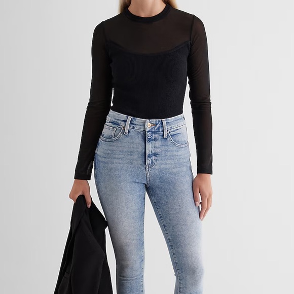 NWT Express Mesh Long Sleeve Sweater Bodysuit - Picture 2 of 7